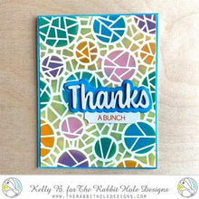 Load image into Gallery viewer, The Rabbit Hole Designs - Stamp Set - Thanks - Scripty - 3x4. Deeply etched, clear photopolymer stamps for precise placement. The word Congrats is sized so that it may be stamped onto the shadow layer from the coordinating dies (sold separately). Made in USA. Coordinates with Thanks - Scripty Word with Shadow Layer Dies. Available at Embellish Away located in Bowmanville Ontario Canada. Card by Kelly B.