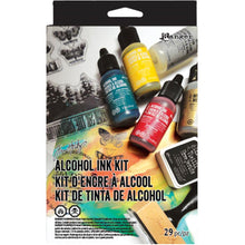 Load image into Gallery viewer, Ranger - Tim Holtz-Alcohol Ink Kit. This kit has everything you need to learn alcohol ink techniques and design your own projects. Follow along with quick and easy tips & techniques, all with step by step instructions. Available at Embellish Away located in Bowmanville Ontario Canada.