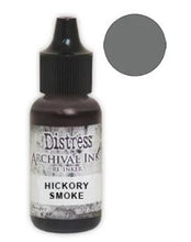 Load image into Gallery viewer, Tim Holtz® Re-Inkers can be used to re-ink Distress Archival Ink Pads, which are sold separately. They are Acid Free, Non-Toxic and Fade Resistant. Package contains one Tim Holtz® Distress® Archival Re-Inker, 0.5 ounces. Available in assorted colors, each sold separately. Made in the USA. Available at Embellish Away located in Bowmanville Ontario Canada. Hickory Smoke