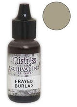 Load image into Gallery viewer, Tim Holtz® Re-Inkers can be used to re-ink Distress Archival Ink Pads, which are sold separately. They are Acid Free, Non-Toxic and Fade Resistant. Package contains one Tim Holtz® Distress® Archival Re-Inker, 0.5 ounces. Available in assorted colors, each sold separately. Made in the USA. Available at Embellish Away located in Bowmanville Ontario Canada. Frayed Burlap.