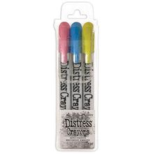 Load image into Gallery viewer, Tim Holtz - Distress Crayon Pearl Set - Holiday Set# 2. Distress Crayons are formulated to achieve vibrant pearlescent coloring effects on porous surfaces for mixed-media. The smooth water-reactive pigments are ideal for creating brilliant backgrounds, water coloring, smudge effects and more! Color directly onto surfaces and blend with water, then layer with Distress Inks or Stains for endless creative possibilities. Available at Embellish Away located in Bowmanville Ontario Canada.