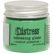 Load image into Gallery viewer, Tim Holtz - Distress Embossing Glaze - Cracked Pistachio. Add dimension to your projects with new embossing glaze! These translucent embossing powders are ideal for layering on surfaces. This package contains .49oz of embossing glaze. Available at Embellish Away located in Bowmanville Ontario Canada.