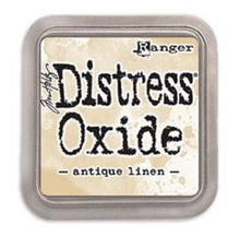 Load image into Gallery viewer, Tim Holtz - Distress Oxide Pad - Large. Create an aged look on papers, fibers, photos and more! This package contains one 2-1/4x2-1/4 inch ink pad. Comes in a variety of distressed colors. Each sold separately. Available at Embellish Away located in Bowmanville Ontario Canada. Antique Linen.