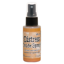 Load image into Gallery viewer, Tim Holtz - Distress Oxide Spray. Creates oxidized effects when sprayed with water. Use for quick and easy ink coverage on porous surfaces. Spray through stencils, layer colors, spritz with water and watch the color mix and blend. Available at Embellish Away located in Bowmanville Ontario Canada. Dried Marigold