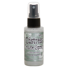 Load image into Gallery viewer, Tim Holtz - Distress Oxide Spray. Creates oxidized effects when sprayed with water. Use for quick and easy ink coverage on porous surfaces. Spray through stencils, layer colors, spritz with water and watch the color mix and blend. Available at Embellish Away located in Bowmanville Ontario Canada. Iced Spruce