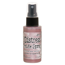 Load image into Gallery viewer, Tim Holtz - Distress Oxide Spray. Creates oxidized effects when sprayed with water. Use for quick and easy ink coverage on porous surfaces. Spray through stencils, layer colors, spritz with water and watch the color mix and blend. Available at Embellish Away located in Bowmanville Ontario Canada. Victorian Velvet