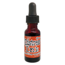 Load image into Gallery viewer, Tim Holtz - Distress Reinker. Create an aged look on papers, fibers, photos and more! This package contains one 0.5oz bottle of distress ink. Acid free. Conforms to ASTM D4236. Comes in a variety of colors. Each sold separately. Available at Embellish Away located in Bowmanville Ontario. Crackling Campfire
