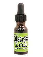 Load image into Gallery viewer, Tim Holtz - Distress Reinker. Create an aged look on papers, fibers, photos and more! This package contains one 0.5oz bottle of distress ink. Acid free. Conforms to ASTM D4236. Comes in a variety of colors. Each sold separately. Available at Embellish Away located in Bowmanville Ontario. Twisted Citron