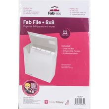 Cargar imagen en el visor de la galería, Totally-Tiffany - Fab File - 8"X8". The ideal place to sort and store your 8x8 inch papers and more! This package contains one 8.75x3.25x9.5 inch Fab File Box, five plastic file pockets and five adhesive labels. Imported. Available at Embellish Away located in Bowmanville Ontario Canada.
