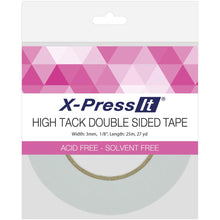 Load image into Gallery viewer, This Double Sided Tape is acid and solvent free; features an extra-strong adhesive that can be applied by hand and is heat resistant. Use on metal, glass, wood, paper, plastic, fabric and more! This roll contains one 27yd roll of 1/8in wide tape. Available at Embellish Away located in Bowmanville Ontario Canada.