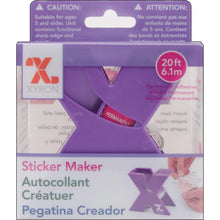 Load image into Gallery viewer, Xyron - 150 Create-A-Sticker Machine - 1.5"X20' Permanent - Assorted Colors. XYRON-Xyron 150. This little sticker making machine is perfect for scrapbooking, card making, school and scout projects. Drop your die-cuts, photos, ribbon and labels up to 1.5 inches wide and they will come out with adhesive evenly spread on one side. Available at Embellish Away located in Bowmanville Ontario Canada.