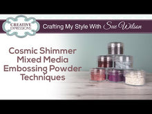 Load and play video in Gallery viewer, Cosmic Shimmer - Mixed Media Embossing Powder - YouTube Video with Sue Wilson. Available in Bowmanville Ontario Canada.