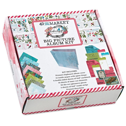 49 And Market - Big Picture Album Kit - Kaleidoscope. This complete album kit comes with all the bits and pieces to recreate a 12-page album or mix 'n match pieces to create your own! Available at Embellish Away located in Bowmanville Ontario Canada.