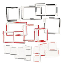 Load image into Gallery viewer, 49 And Market - Chipboard Frames - Christmas Spectacular 2023. 18 pieces of thin adhesive backed chipboard shapes. This set includes various sized frames and journaler pieces. These pieces can be added to all your crafting projects. Available at Embellish Away located in Bowmanville Ontario Canada.
