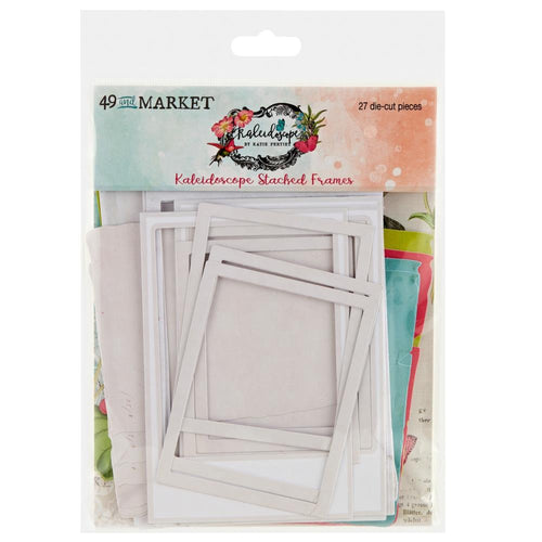 49 And Market - Chipboard Set - Stacked Frames - Kaleidoscope. The Kaleidoscope Stacked frames were designed to layer three layers together for a fun pop of color in between neutral layers. Of course, you can use alone. Available at Embellish Away located in Bowmanville Ontario Canada.