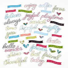 Charger l&#39;image dans la galerie, 49 And Market - Chipboard Set - Kaleidoscope. &lt;span data-mce-fragment=&quot;1&quot;&gt;This pack contains 46 sturdy non-adhesive backed chipboard pieces. These words and banner phrases are in a cheery array of colors and sentiments.&lt;/span&gt;
