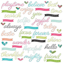 Load image into Gallery viewer, 49 And Market - Chipboard Set - Kaleidoscope. &lt;span data-mce-fragment=&quot;1&quot;&gt;This pack contains 46 sturdy non-adhesive backed chipboard pieces. These words and banner phrases are in a cheery array of colors and sentiments.&lt;/span&gt;
