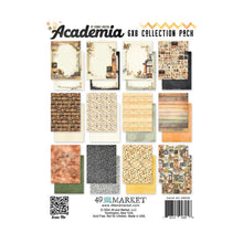 Load image into Gallery viewer, 49 And Market - Collection Pack 6&quot;X8&quot; - Academia. There are 24 sheets (2 each of 12 double-sided patterned papers) plus 2 extra patterns on the inside of the cover sheets. Available at Embellish Away located in Bowmanville Ontario Canada.
