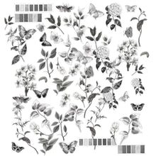 Load image into Gallery viewer, 49 And Market - Color Swatch: Charcoal Acetate Assortment. 58 pieces of clear die-cut embellishments. Pieces have a varying level of opacity. Designs provide pops of color and contain foliage, blooms, butterflies, clusters and swatches. Available at Embellish Away located in Bowmanville Ontario Canada.

