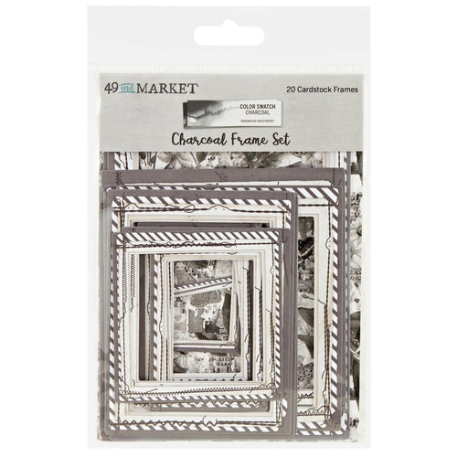 49 And Market - Color Swatch: Charcoal Frame Set. 20 faux-stitched distressed frames have been die-cut from heavy weight cardstock. They are great for highlighting your photos and are easily layered. Available at Embellish Away located in Bowmanville Ontario Canada.