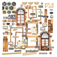 Load image into Gallery viewer, 49 And Market - Die-Cuts - Academia - Elements. Includes an assortment of frames, titles, tags, hexagons, lockers and more! This eclectic pack has all the right pieces for making a special project to commemorate all of those highlights. Available at Embellish Away located in Bowmanville Ontario Canada.
