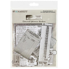गैलरी व्यूवर में इमेज लोड करें, 49 And Market - Ephemera Stackers - Color Swatch: Charcoal. These ephemera stackers are an assortment of text weight papers and cardstock pieces and are ideal for layering to create multi dimensional elements on your scrapbooking layouts or in journals. Available at Embellish Away located in Bowmanville Ontario Canada.
