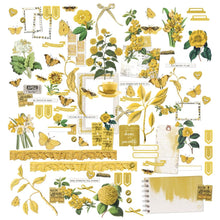 Load image into Gallery viewer, 49 And Market - Laser Cut Outs - Elements - Color Swatch: Ochre. There are 99 precision laser cut elements that include butterflies, florals, photo wraps, bows, buttons, tabs and more! Available at Embellish Away located in Bowmanville Ontario Canada.
