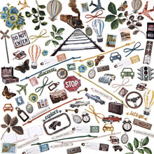 Cargar imagen en el visor de la galería, 49 And Market - Laser Cut Outs - Elements - Wherever. Includes a 101 laser cut elements. Precision cut elements of foliage, transportation icons, florals, butterflies, borders, bows, postage stamps, baggage, arrows, frames, tags and more. Available at Embellish Away located in Bowmanville Ontario Canada.
