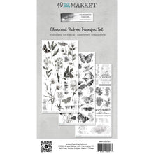 Cargar imagen en el visor de la galería, 49 And Market - Rub-On Transfer Set - Color Swatch: Charcoal. 3 sheets of 6x12 inch premium quality rub-on transfers. Each sheet is loaded with various imagery in shades of Charcoal. Elements of florals, textures, word art and more make up this set. Available at Embellish Away located in Bowmanville Ontario Canada.
