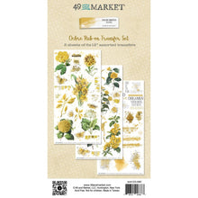 Cargar imagen en el visor de la galería, 49 And Market - Rub-Ons 6&quot;x12&quot; - Color Swatch: Ochre. 3 sheets of 6x12&quot; premium quality rub-on transfers. Each sheet is loaded with various imagery in shades of yellow ochre. Elements of florals, textures, word art and more make up this set. Available at Embellish Away located in Bowmanville Ontario Canada.
