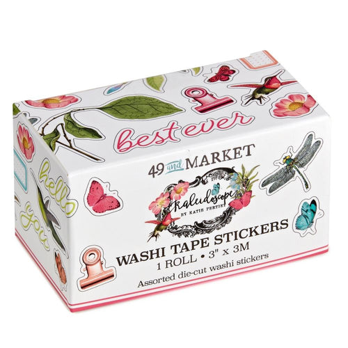 49 And Market - Washi Tape Roll - Kaleidoscope. Washi stickers are a continuous roll of self adhesive images that have varied designs including phrases, florals, foliage and labels. Available at Embellish Away located in Bowmanville Ontario Canada.