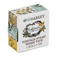Load image into Gallery viewer, 49 And Market - Washi Tape Roll - Postage - Krafty Garden. Postage Stamp Washi tape is a continuous masking-like roll of perforated semi transparent tape. Available at Embellish Away located in Bowmanville Ontario Canada.

