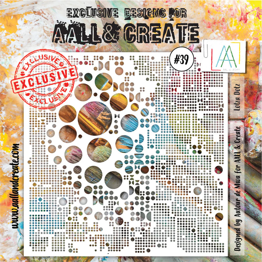 AALL & Create - Stencil - 039 - Lotza Dotz. Size: 15.4x15.4 | 6