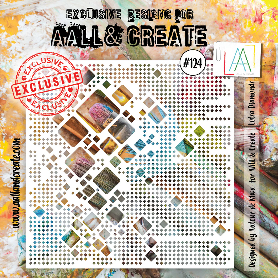 AALL & Create - Stencil - 124 - Lotza Diamondz. Size: 15.4x15.4 | 6