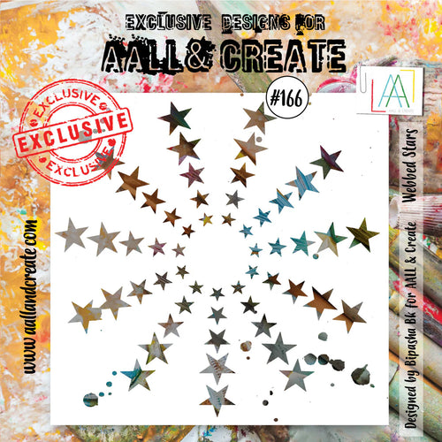 AALL & Create - Stencil - 166 - Webbed Stars. Size: 15.4x15.4 | 6