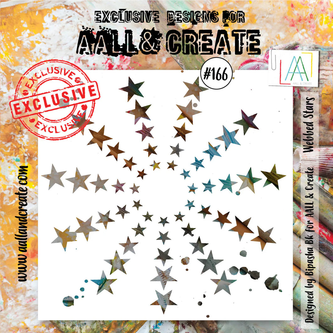 AALL & Create - Stencil - 166 - Webbed Stars. Size: 15.4x15.4 | 6