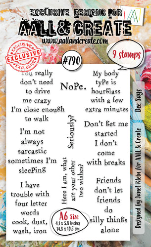 AALL & Create Stamp Set - 790 - Dee Says. Size: 7.3x10.25 cm | 2.9