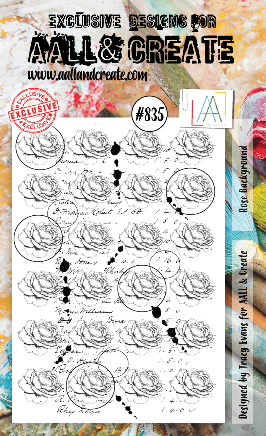 AALL and Create Stamp Set - 835 - Rose Background. Size: 10cmx15cm | 3.9