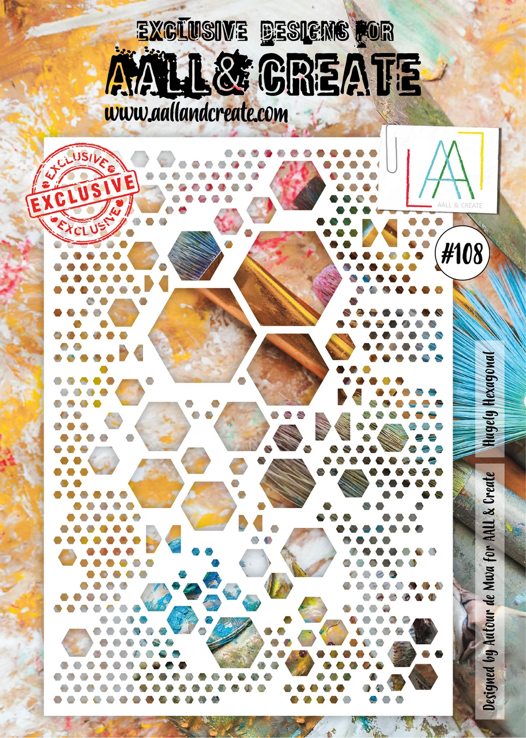 AALL and Create Stencil - 108 - Hugely Hexagonal. Designed by Autor de Mwa. Size: 8.3