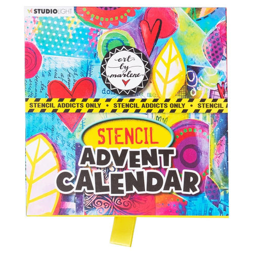 Art By Marlene - Advent Calendar Stencil - Nr. 03 - Addicts Only. Stencils are perfect for using for mixed media, card making, scrapbooking, textile art and so much more. They can be used together or on their own. Available at Embellish Away located in Bowmanville Ontario Canada.