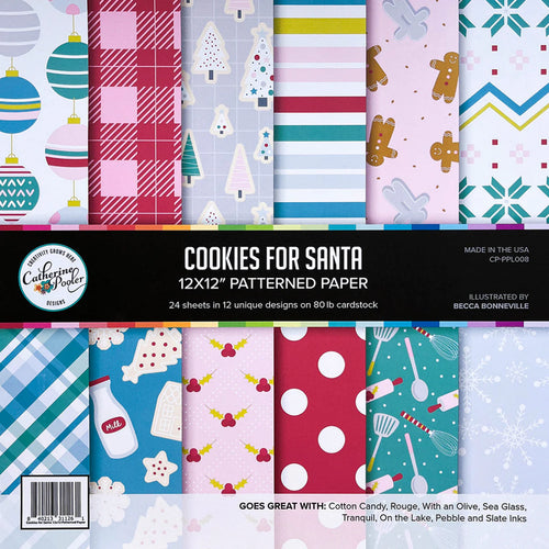 Catherine Pooler - 12x12 Patterned Paper - Cookies for Santa. Want to create custom holiday gift bag or boxes that coordinate with your holiday cards? The Cookies for Santa 12x12 Patterned Paper is here for you! Available at Embellish Away located in Bowmanville Ontario Canada.