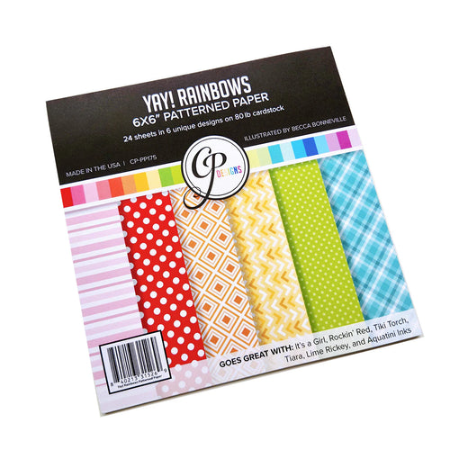 Catherine Pooler - 6x6 Patterned Paper - YAY! Rainbows. Available at Embellish Away located in Bowmanville Ontario Canada.