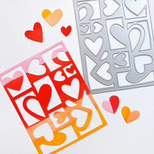 Load image into Gallery viewer, Catherine Pooler - Cover Plate Die - Fold-n-Cut Hearts. This Cover Plate Die has a cute abstract paper heart scrap design and the negative pieces will give you lots of hearts that are also fun to use on your cards and projects. Available at Embellish Away located in Bowmanville Ontario Canada. Example by brand ambassador.
