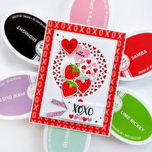 Load image into Gallery viewer, Catherine Pooler - Die - Heartthrob. Create the perfect focal point for your card with the Heartthrob Die. This die cuts out a circle pattern of hearts from your card layer which makes the perfect spot for your sentiments and image stamps. Available at Embellish Away located in Bowmanville Ontario Canada. Example by brand ambassador.
