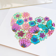 Cargar imagen en el visor de la galería, Catherine Pooler - Hot Foil Plate - Hearts Aflutter. Foil a beautiful statement piece with the Hearts Aflutter Foil Plate. This floral heart features a butterfly and is a large image to fill your card front. Available at Embellish Away located in Bowmanville Ontario Canada. Example by brand ambassador.
