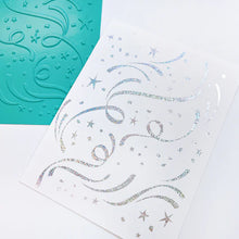 Charger l&#39;image dans la galerie, Catherine Pooler - Hot Foil Plate - Hooray for Confetti. Grab some glimmery foil and create a festive background that will sparkle and shine. Perfect for any festive occasion from New Year to Birthdays &amp; more. Available at Embellish Away located in Bowmanville Ontario Canada. Example by brand ambassador.
