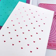 Load image into Gallery viewer, Catherine Pooler - Hot Foil Plate - Tiny Hearts. Who wouldn&#39;t love a foiled background of tiny hearts? The Tiny Hearts Hot Foil Plate is a fun way to add a repeating heart pattern to your next card or project. Available at Embellish Away located in Bowmanville Ontario Canada.

