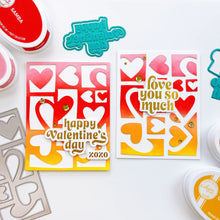 Charger l&#39;image dans la galerie, Catherine Pooler - Hot Foil Plates and Dies - Sweet Nothings. Add a foiled sentiment to your next Valentine project with the Sweet Nothings Hot Foil Plates. Featuring a large &quot;love you so much&quot; and &quot;happy Valentine&#39;s day&quot; , a small &quot;s.w.a.k&quot; and &quot;xoxo&quot;. Available at Embellish Away located in Bowmanville Ontario Canada. Example by brand ambassador.
