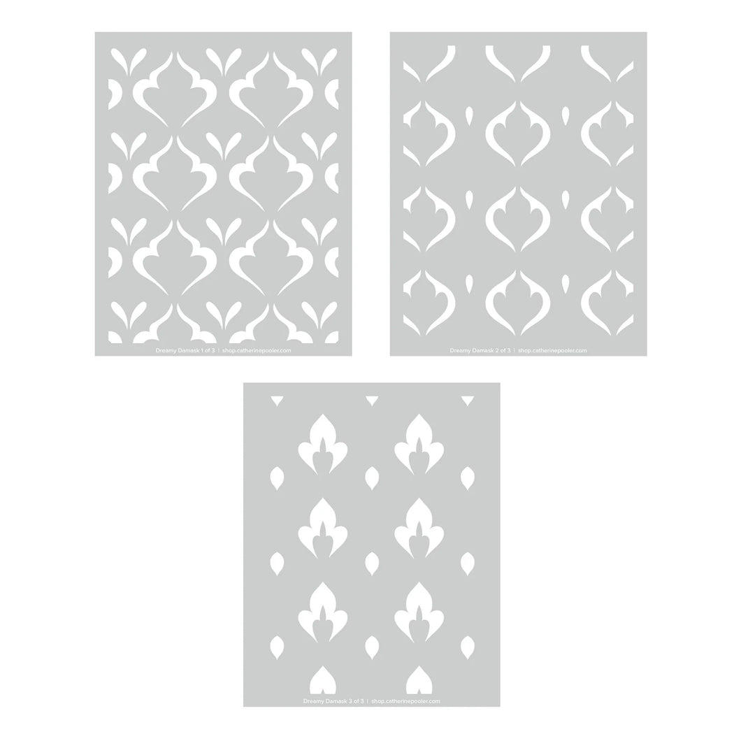 Catherine Pooler - Layered Stencil - Dreamy Damask. Available at Embellish Away located in Bowmanville Ontario Canada.