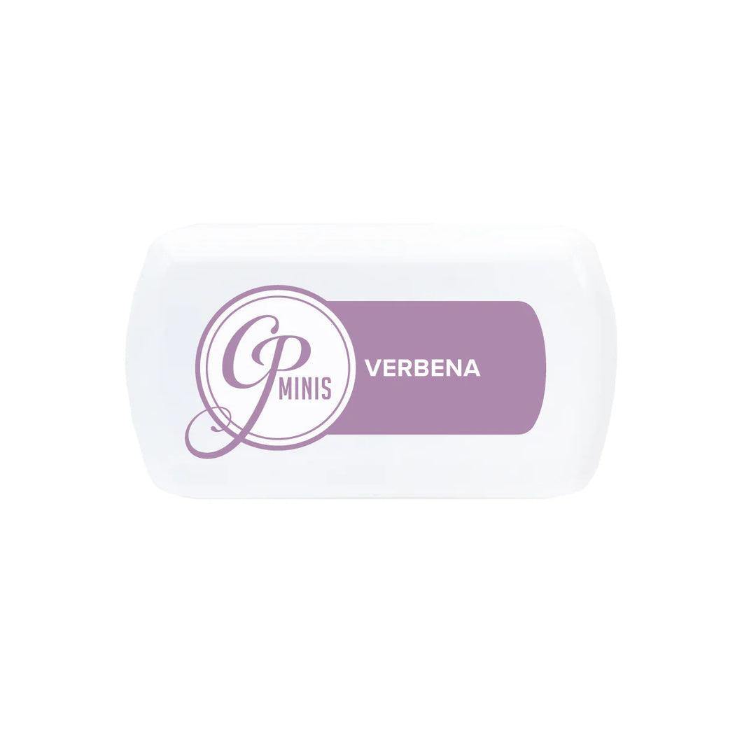 Catherine Pooler - Mini Ink Pad - Verbena. Relax with the fragrance of Verbena. This wide range of flowering plants are often found in purple bloom varieties making it a great name for this muted Spa violet. Available at Embellish Away located in Bowmanville Ontario Canada.